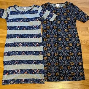 Set of 2 LuLaRoe Dresses in Blue and Gray Patterns